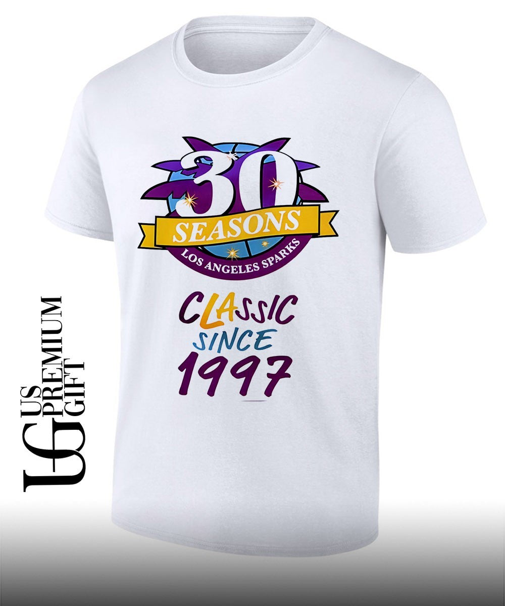 Los Angeles Sparks 30 Seasons Anniversary Classic since 1997 shirt Unisex T-shirt, Sweatshirt, Hoodie, Long Sleeve Tee - T-Shirt, Sweatshirt, Hoodie