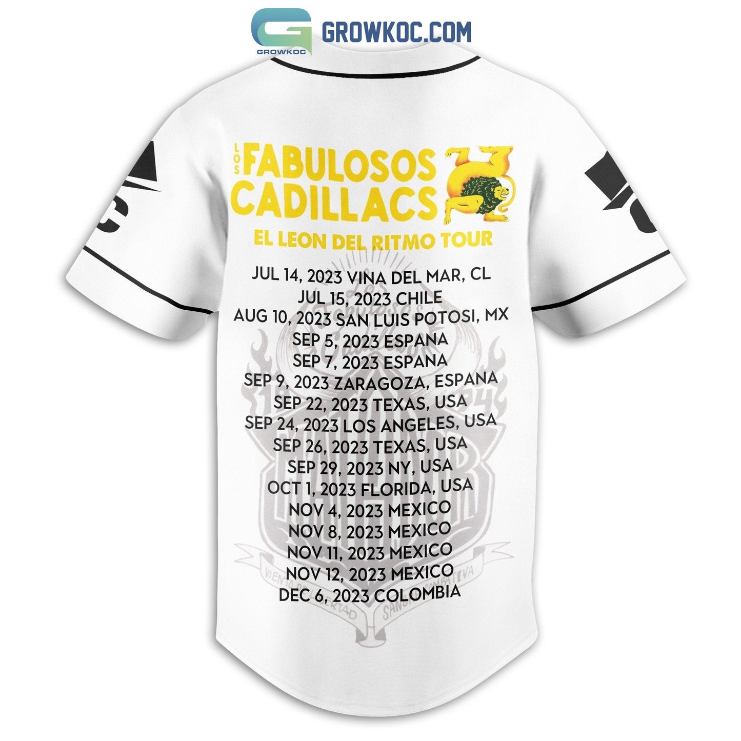 Los Fabulosos Cadillacs El Leon Del Ritmo Tour Personalized Baseball Jersey baseball jersey product view 3