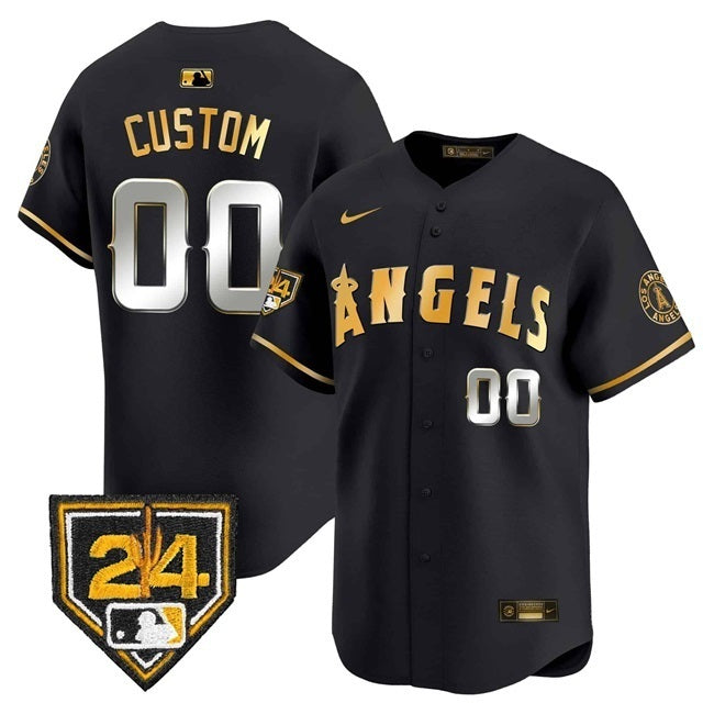 Los Angeles Angels Active Player Custom Black Gold 2024 Spring Training Patch Premier Baseball Jersey baseball jersey product view 1
