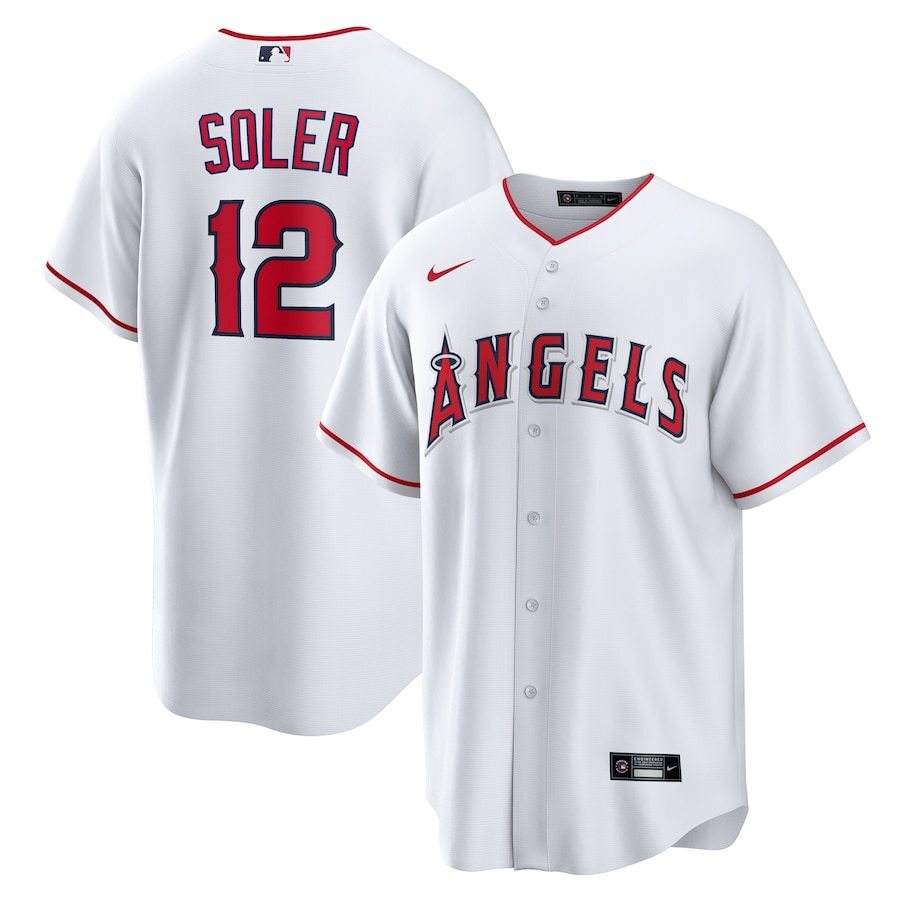 Los Angeles Angels #12 Jorge Soler Home Replica Jersey - White Baseball Jersey baseball jersey product view 1