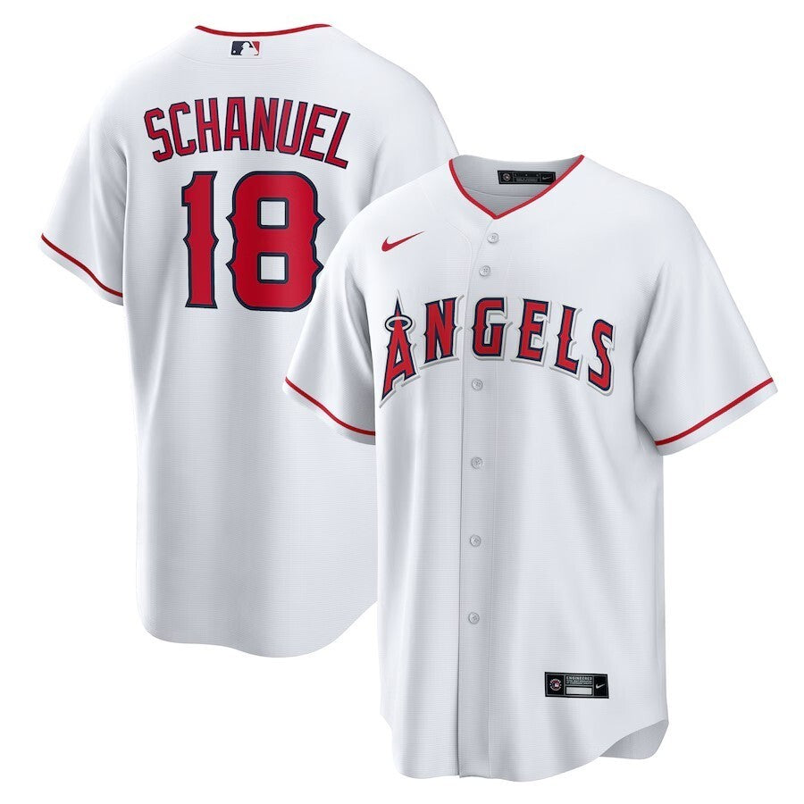 Los Angeles Angels #18 Nolan Schanuel Home Replica Jersey - White Baseball Jersey baseball jersey product view 1