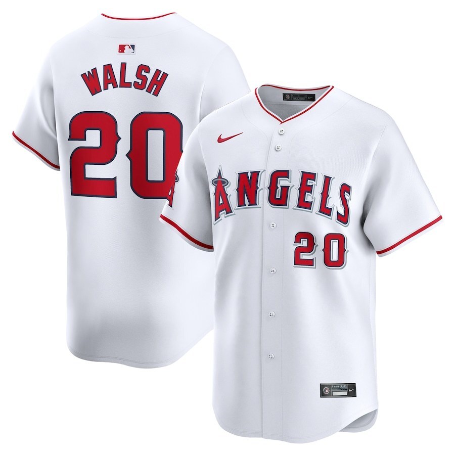 Los Angeles Angels #20 Jared Walsh Home Limited Player Jersey - White Baseball Jersey baseball jersey product view 1