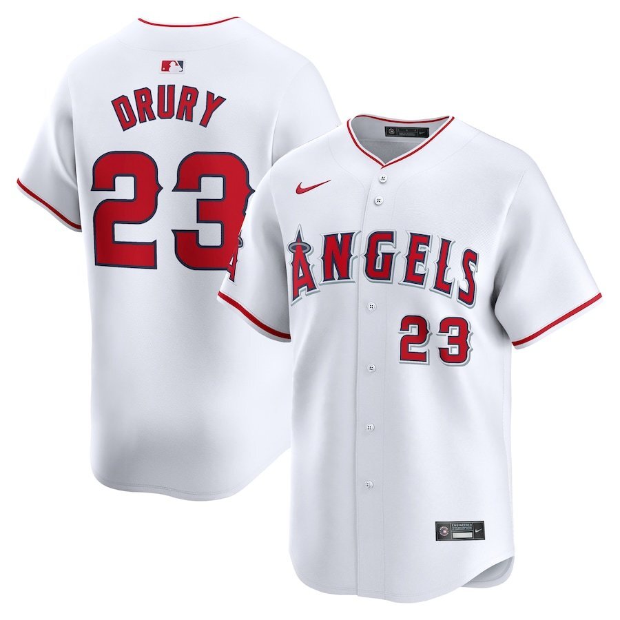 Los Angeles Angels #23 Brandon Drury Home Limited Player Jersey - White Baseball Jersey baseball jersey product view 1