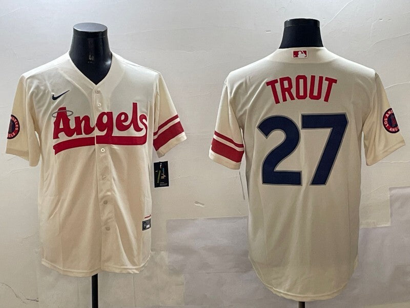 Los Angeles Angels #27 Mike Trout Angels City Adult Baseball Jersey baseball jersey product view 1