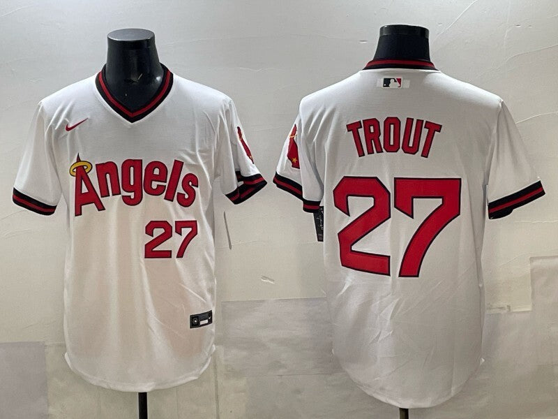 Los Angeles Angels #27 Mike Trout Angels Retro Adult Style 1 Baseball Jersey baseball jersey product view 1