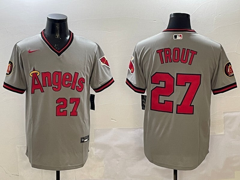 Los Angeles Angels #27 Mike Trout Angels Retro Adult Style 2 Baseball Jersey baseball jersey product view 1