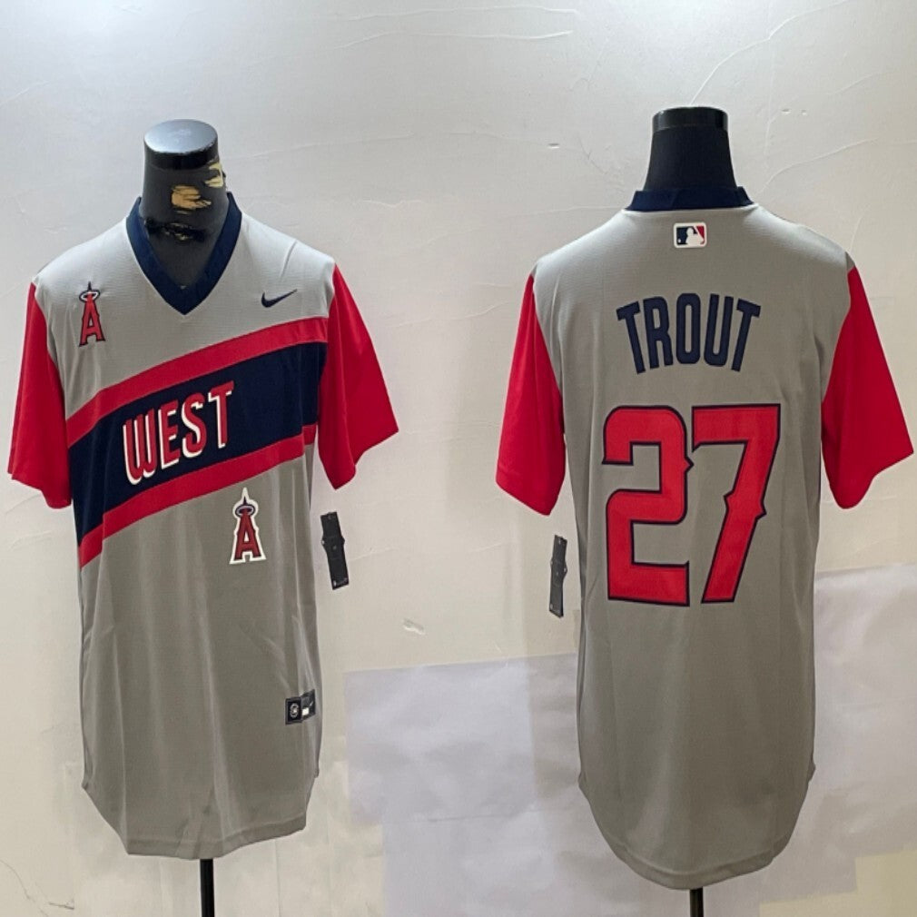 Los Angeles Angels #27 Mike Trout Angels Retro Adult Style 4 Baseball Jersey baseball jersey product view 1
