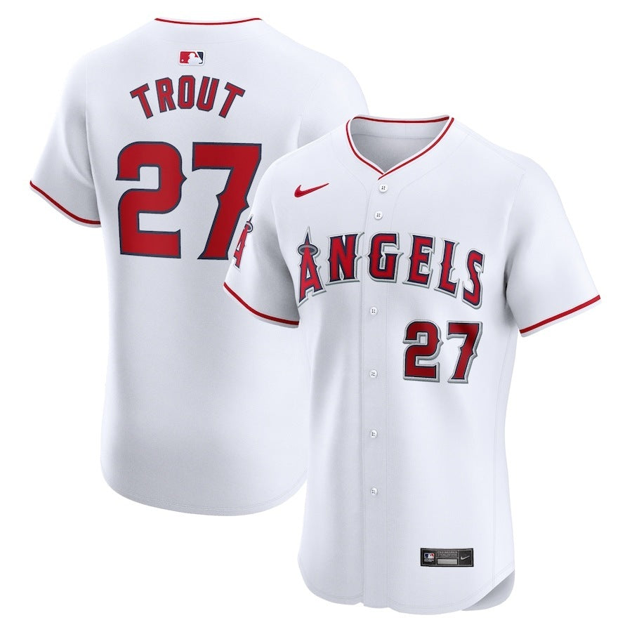 Los Angeles Angels #27 Mike Trout Home Elite Player Jersey - White Baseball Jersey baseball jersey product view 1