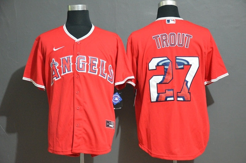 Los Angeles Angels #27 Mike Trout Print Edition Baseball Jersey baseball jersey product view 1