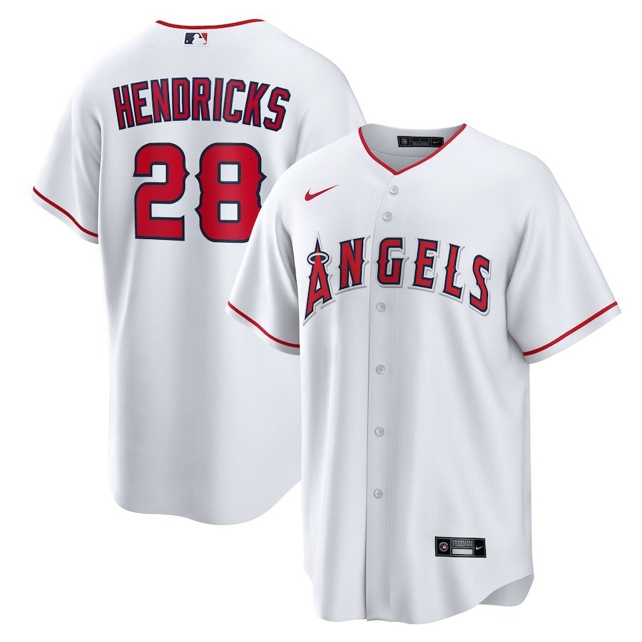 Los Angeles Angels #28 Kyle Hendricks Home Replica Jersey - White Style 1 Baseball Jersey baseball jersey product view 1