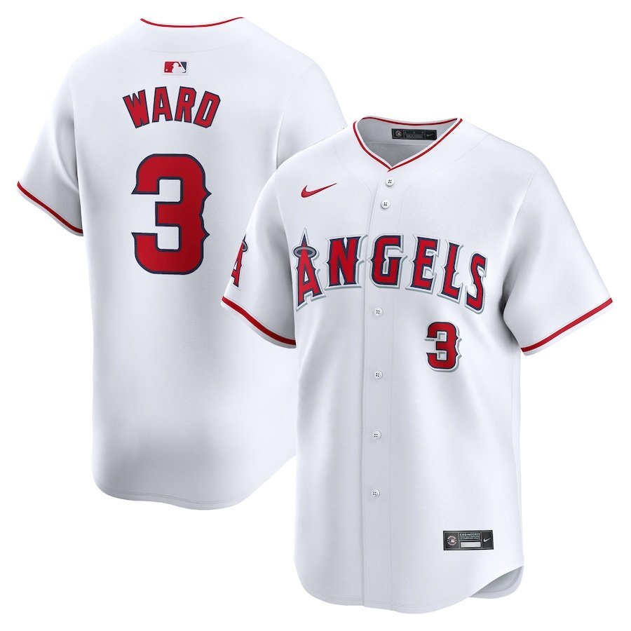 Los Angeles Angels #3 Taylor Ward Home Limited Player Jersey - White Baseball Jersey baseball jersey product view 1