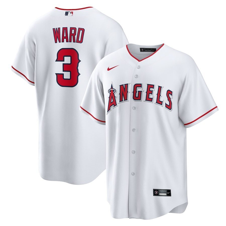 Los Angeles Angels #3 Taylor Ward Home Replica Jersey - White Style 1 Baseball Jersey baseball jersey product view 1