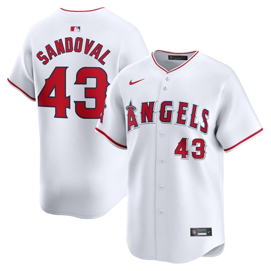 Los Angeles Angels #43 Patrick Sandoval Home Limited Player Jersey - White Style 1 Baseball Jersey baseball jersey product view 1