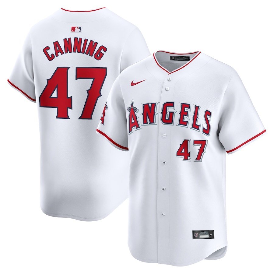 Los Angeles Angels #47 Griffin Canning Home Limited Player Jersey - White Style 1 Baseball Jersey baseball jersey product view 1