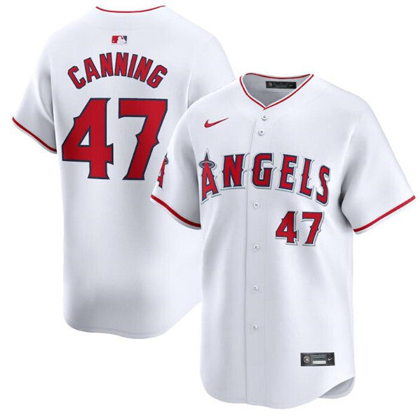 Los Angeles Angels #47 Griffin Canning White Home Limited Baseball Baseball Jersey baseball jersey product view 1