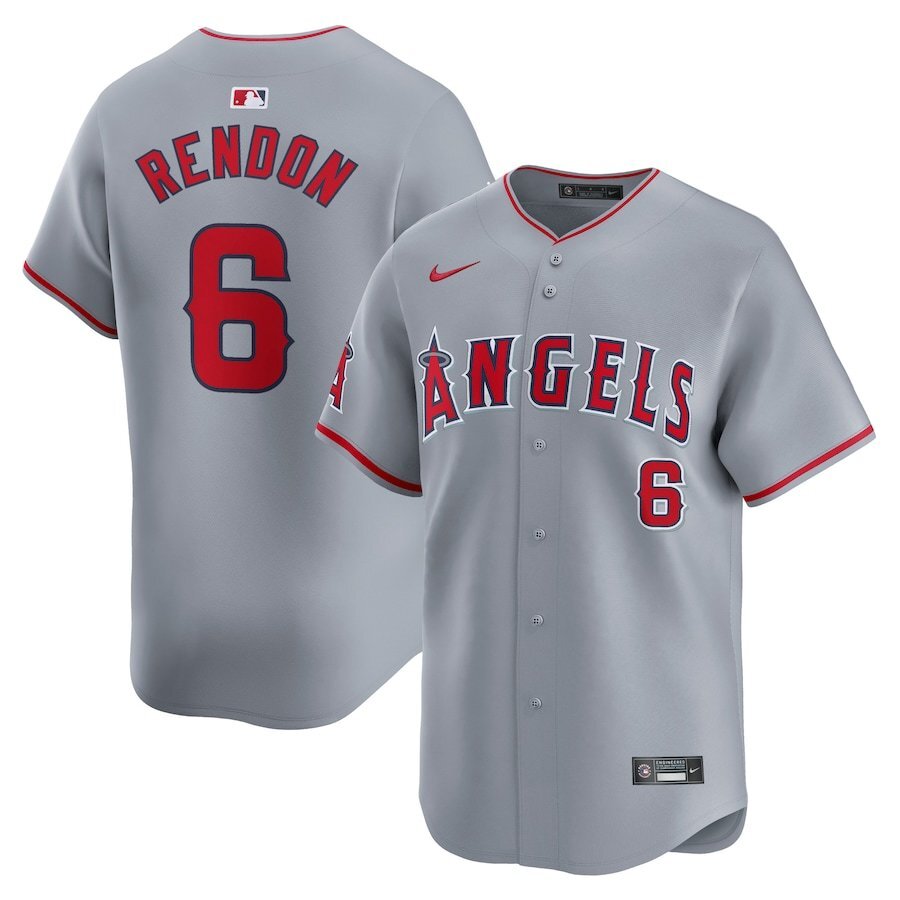 Los Angeles Angels #6 Anthony Rendon Away Limited Player Jersey - Gray Baseball Jersey baseball jersey product view 1