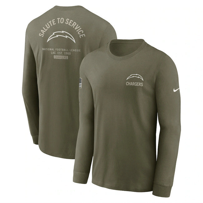 Los Angeles Chargers Olive 2025 Salute to Service Sideline Long Sleeve T-Shirt Football Jersey football jersey product view 1