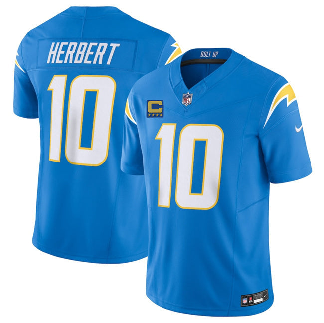 Los Angeles Chargers #10 Justin Herbert Blue 2025 F.U.S.E With 4-Star C Patch Vapor Football Jersey football jersey product view 1