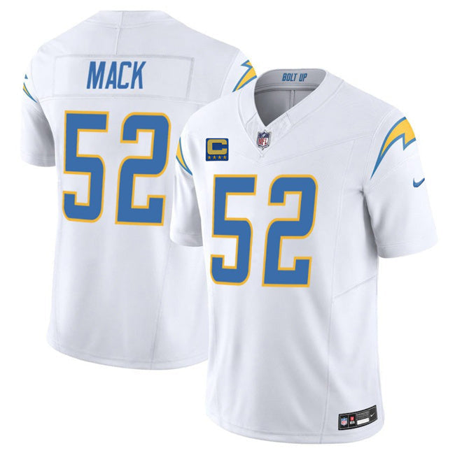 Los Angeles Chargers #52 Khalil Mack White 2025 F.U.S.E With 4-Star C Patch Vapor Football Jersey football jersey product view 1