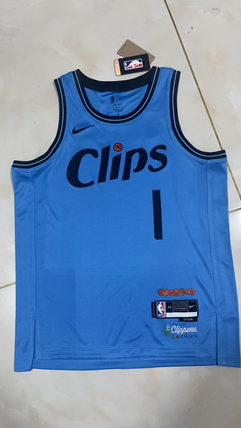 Los Angeles Clippers #1 James Harden 2425 city jersey blue Style 2 Basketball Jersey basketball jersey product view 1