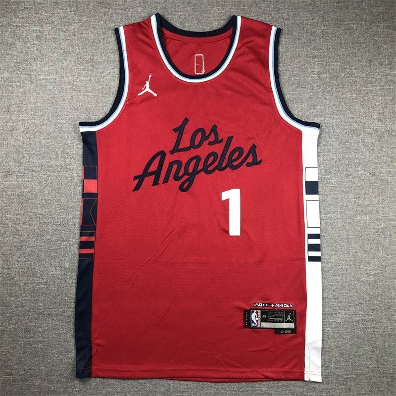 Los Angeles Clippers #1 James Harden Clippers 1 New Red Style 2 Basketball Jersey basketball jersey product view 1