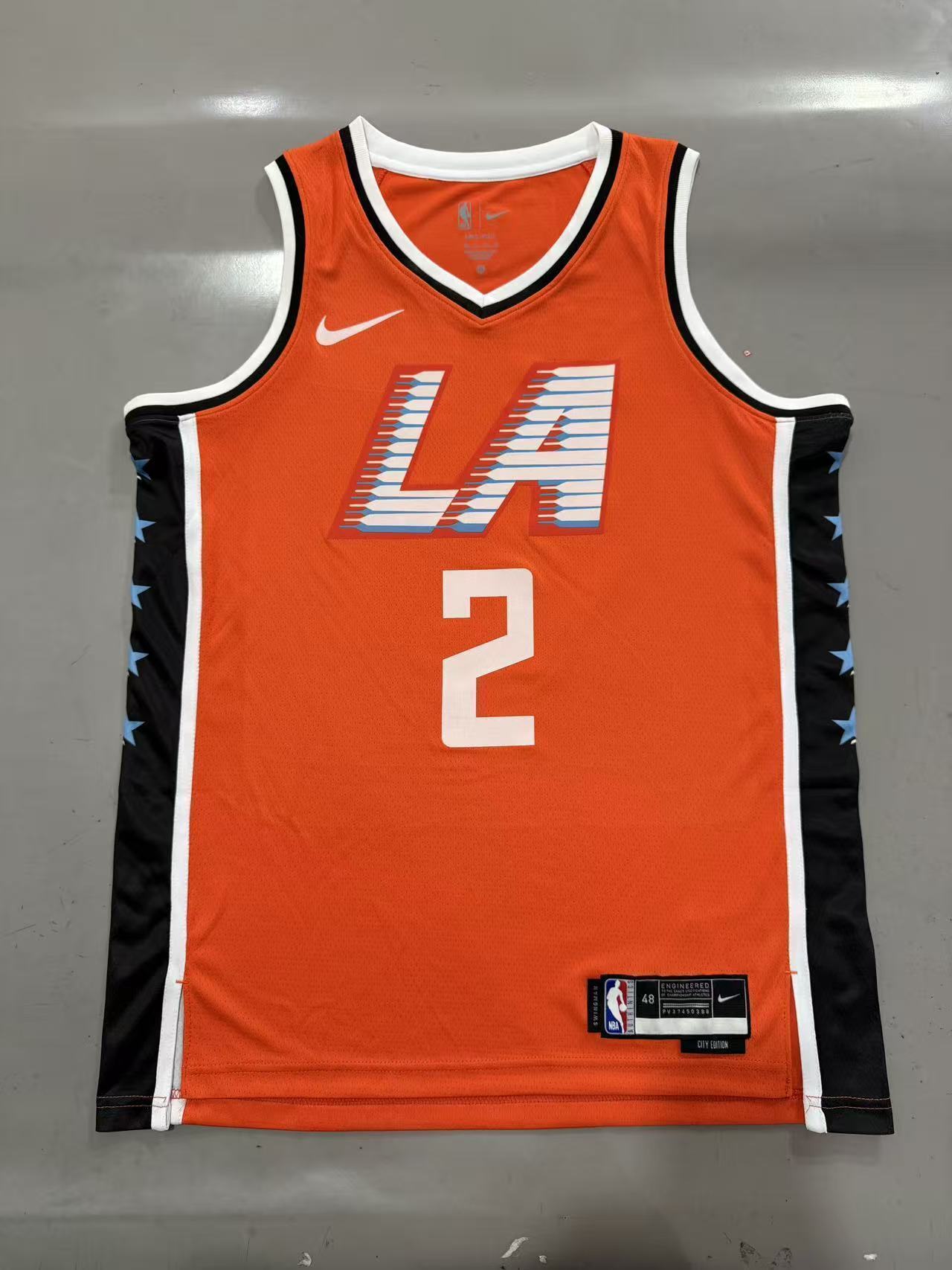Los Angeles Clippers #2 Kawhi Leonard 26 Season Clippers Team City Orange Red Style 2 Basketball Jersey basketball jersey product view 1