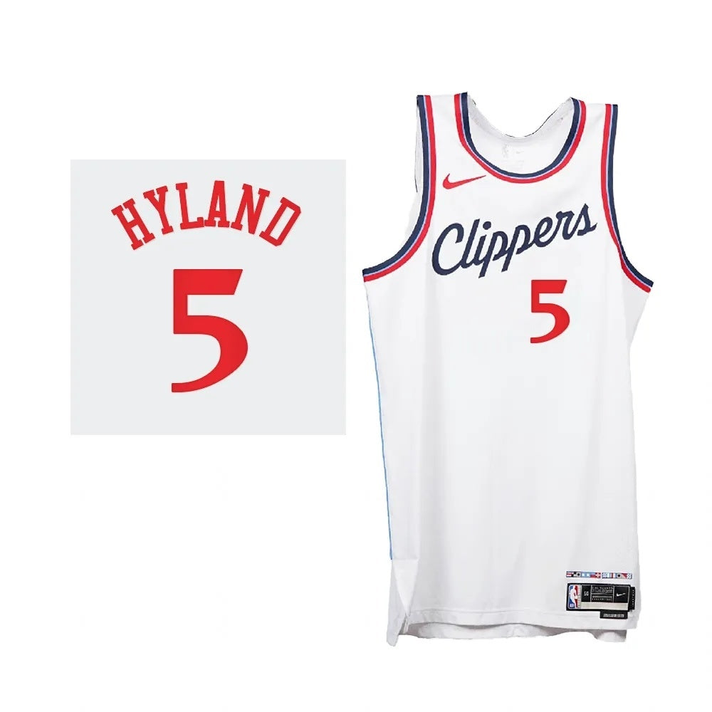 Los Angeles Clippers #5 Bones Hyland 2024-25 Association Edition White Basketball Jersey basketball jersey product view 1