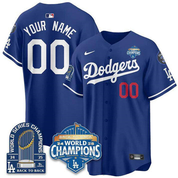 Los Angeles Dodgers ACTIVE PLAYER Custom Royal 2025 World Series Champions 9x Baseball Jersey baseball jersey product view 1