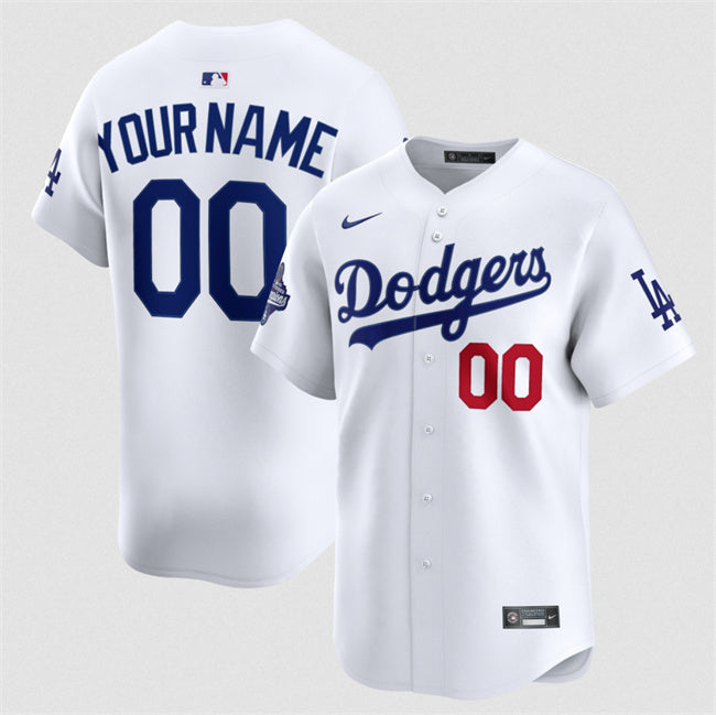 Los Angeles Dodgers Active Player Custom White 2025 World Series Champions Patch Baseball Jersey baseball jersey product view 1