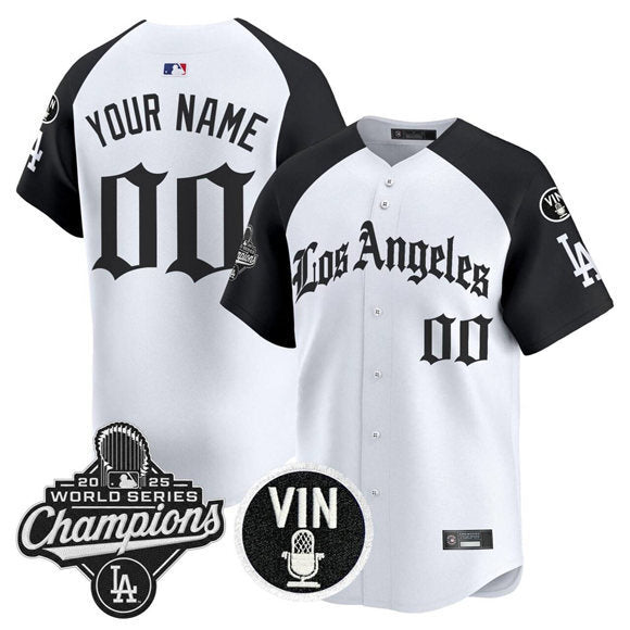 Los Angeles Dodgers Active Player Custom White Black 2025 World Series Baseball Jersey baseball jersey product view 1