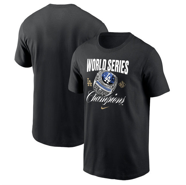 Los Angeles Dodgers Black 2025 World Series Champions Ring T-Shirt Baseball Jersey baseball jersey product view 1