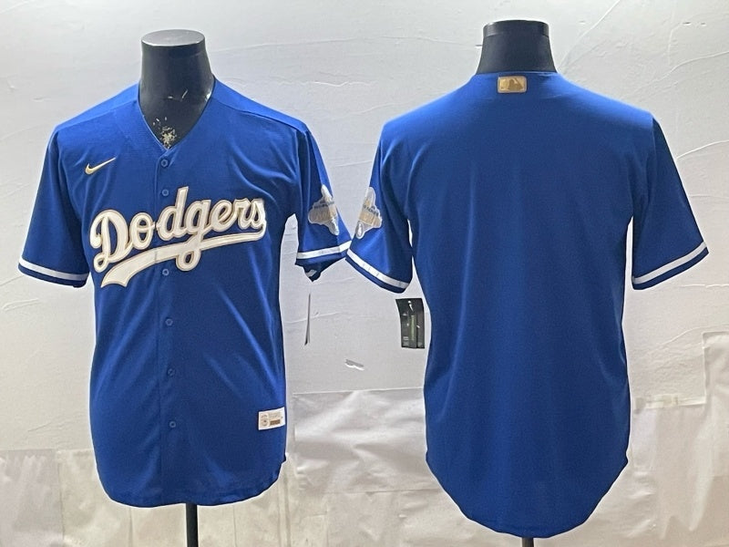 Los Angeles Dodgers Dodgers Blue Gold V2 Style 5 Baseball Jersey baseball jersey product view 1