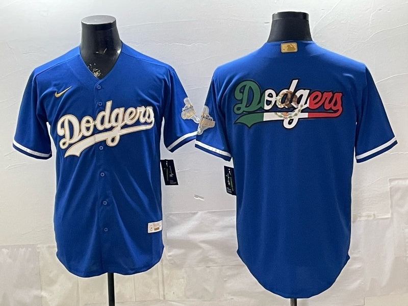 Los Angeles Dodgers Dodgers Blue Gold V2 Style 8 Baseball Jersey baseball jersey product view 1