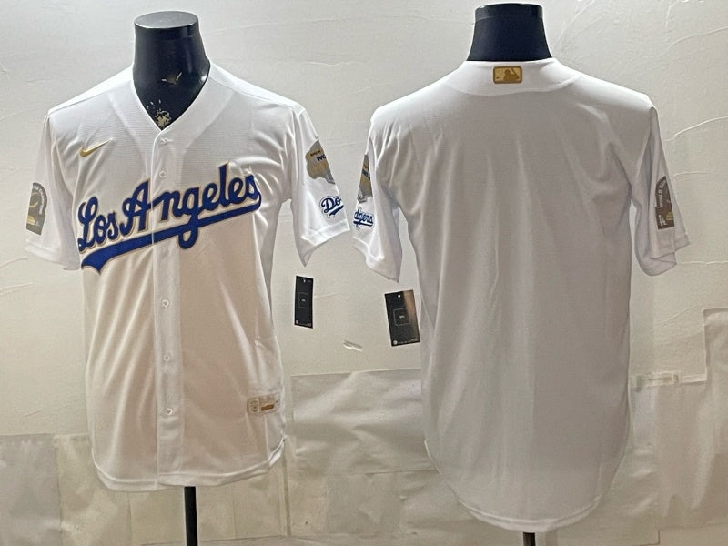 Los Angeles Dodgers Dodgers Gold Text English Style 10 Baseball Jersey baseball jersey product view 1