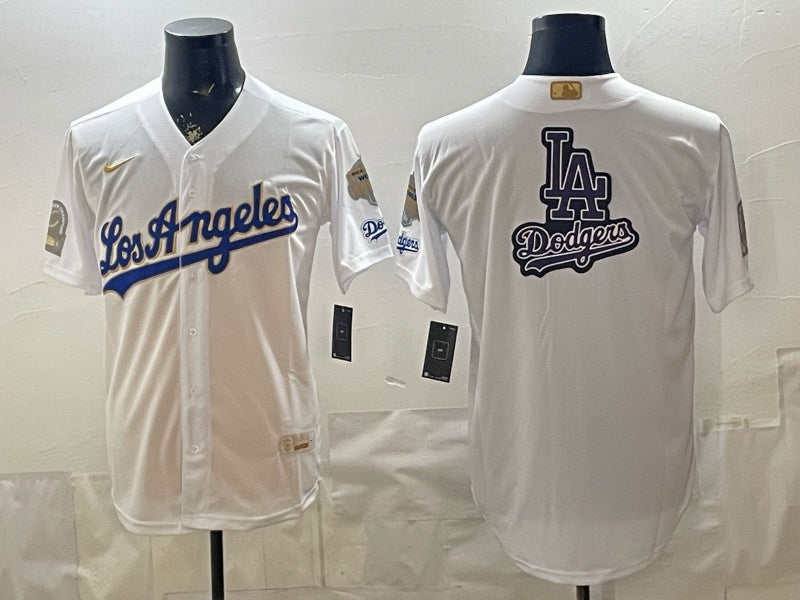 Los Angeles Dodgers Dodgers Gold Text English Style 9 Baseball Jersey baseball jersey product view 1