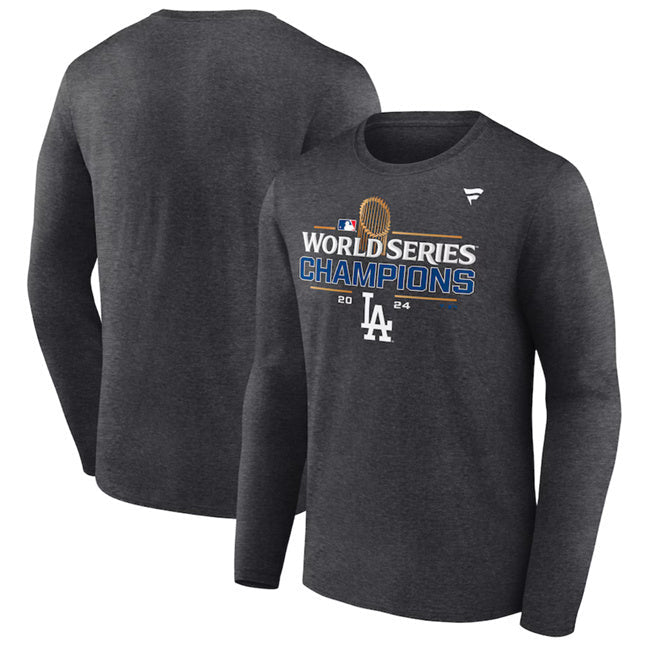 Los Angeles Dodgers Heather Charcoal Big & Tall 2024 World Series Champions Locker Baseball Jersey baseball jersey product view 1