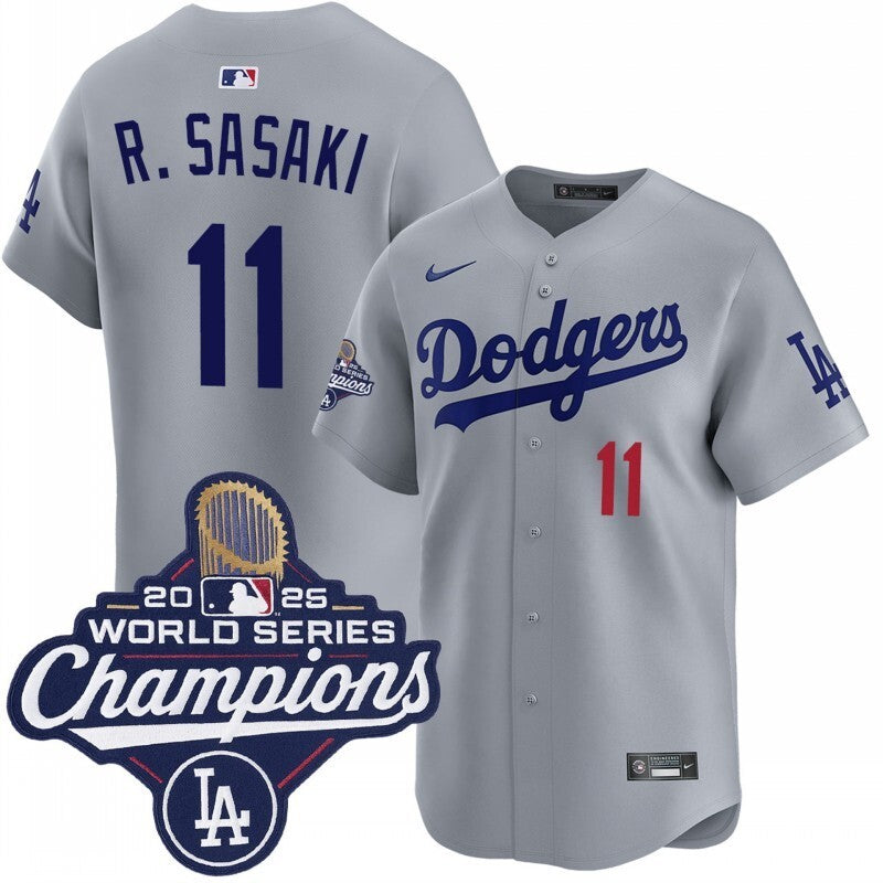 Los Angeles Dodgers #11 Roki Sasaki alternate road limited 2025 world series champions jersey baseball jersey product view 1