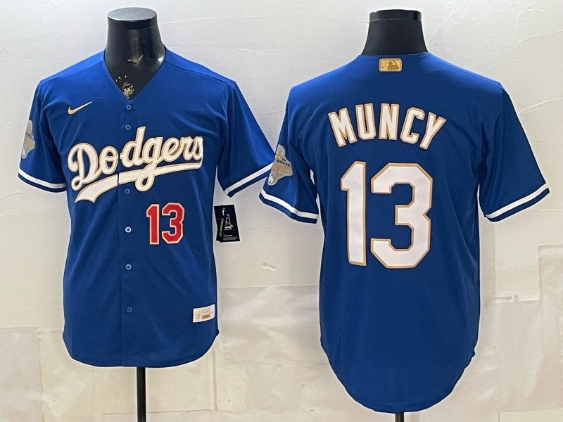 Los Angeles Dodgers #13 Max Muncy Dodgers Blue Gold Adult Baseball Jersey baseball jersey product view 1