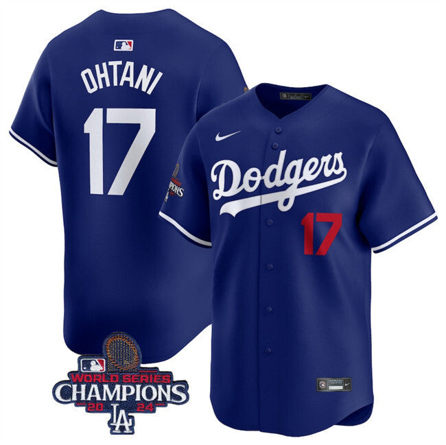 Los Angeles Dodgers #17 Shohei Ohtani Royal 2024 World Series Champions Alternate Baseball Jersey baseball jersey product view 1
