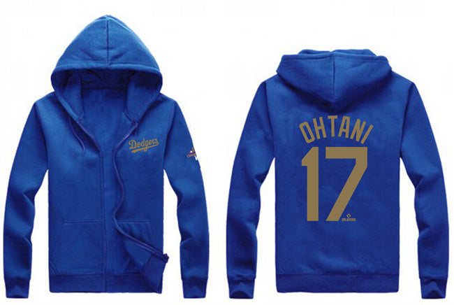 Los Angeles Dodgers #17 Shohei Ohtani Royal Gold 2024 World Series Champions Full-Zip Baseball Jersey baseball jersey product view 1