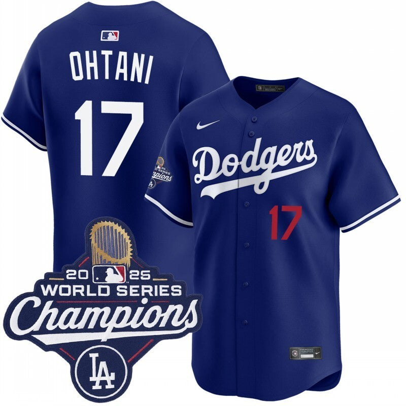 Los Angeles Dodgers #17 Shohei Ohtani alternate royal limited 2025 world series champions jersey baseball jersey product view 1