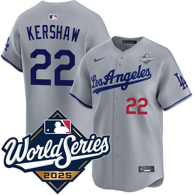 Los Angeles Dodgers #22 Clayton Kershaw Road Limited 2025 World Series Jersey Baseball Jersey baseball jersey product view 1
