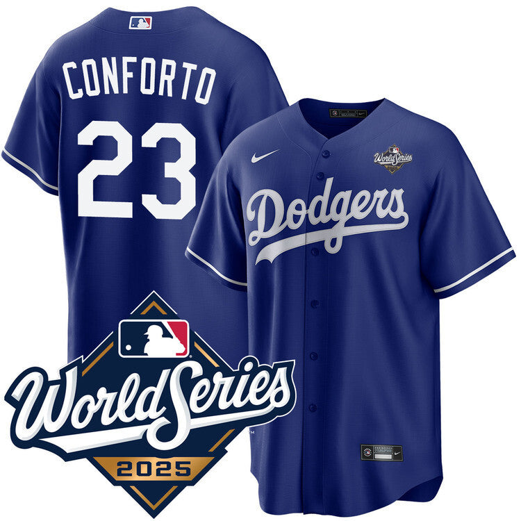 Los Angeles Dodgers #23 Michael Conforto Royal 2025 Alternate World Series Jersey Baseball Jersey baseball jersey product view 1