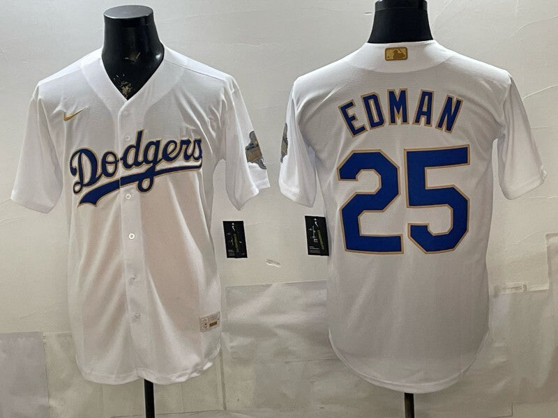 Los Angeles Dodgers #25 Tommy Edman Dodgers Platinum V2 Baseball Jersey baseball jersey product view 1