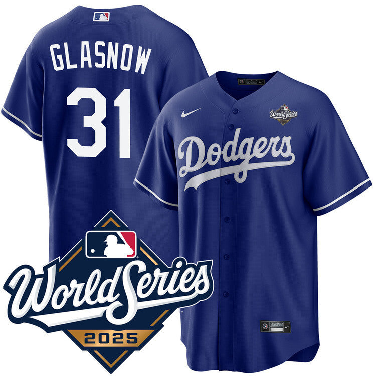 Los Angeles Dodgers #31 Tyler Glasnow Royal 2025 Alternate World Series Jersey Baseball Jersey baseball jersey product view 1