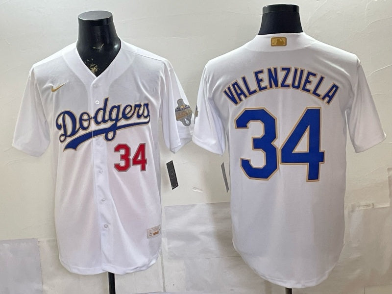 Los Angeles Dodgers #34 Fernando Valenzuela Dodgers Platinum V2 Baseball Jersey baseball jersey product view 1