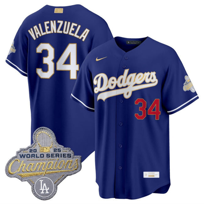 Los Angeles Dodgers #34 Fernando Valenzuela Royal 2026 Alternate Gold Collection Baseball Jersey baseball jersey product view 1
