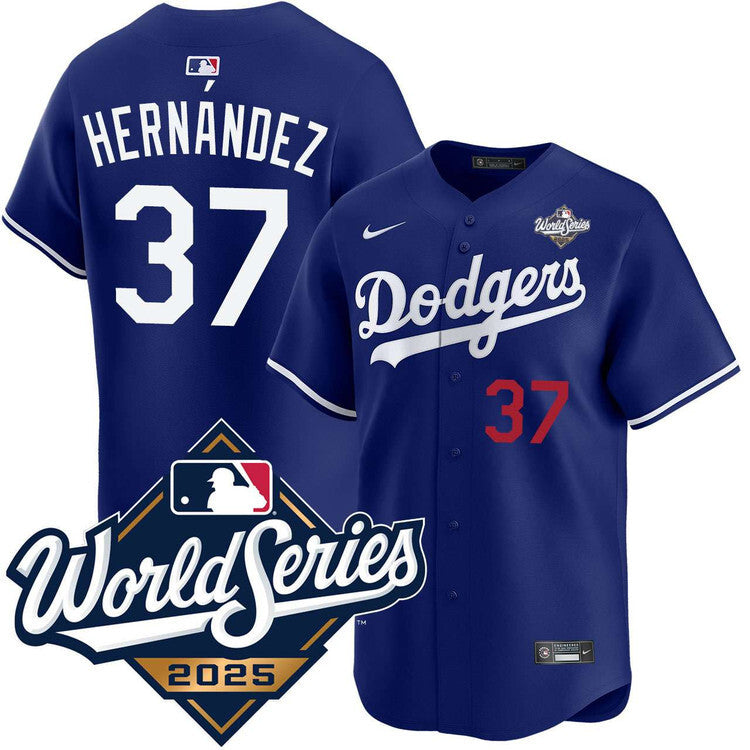 Los Angeles Dodgers #37 Teoscar Hernandez Alternate Royal Limited 2025 World Series Jersey baseball jersey product view 1