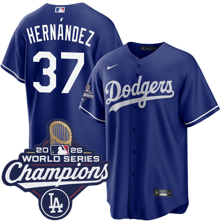 Los Angeles Dodgers #37 Teoscar Hernandez Royal 2025 Alternate World Series Champions Jersey baseball jersey product view 1