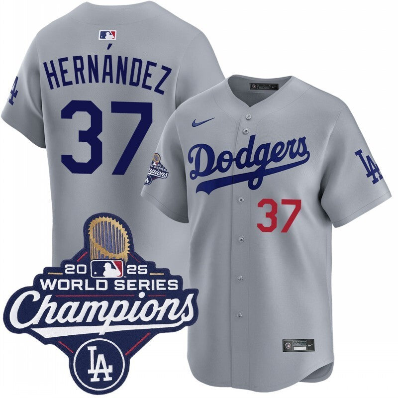 Los Angeles Dodgers #37 Teoscar Hernandez alternate road limited 2025 world series champions jersey baseball jersey product view 1